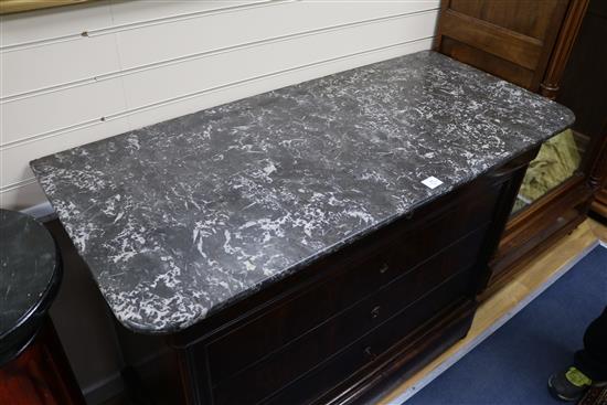 A 19th century French marble topped mahogany commode W.135cm